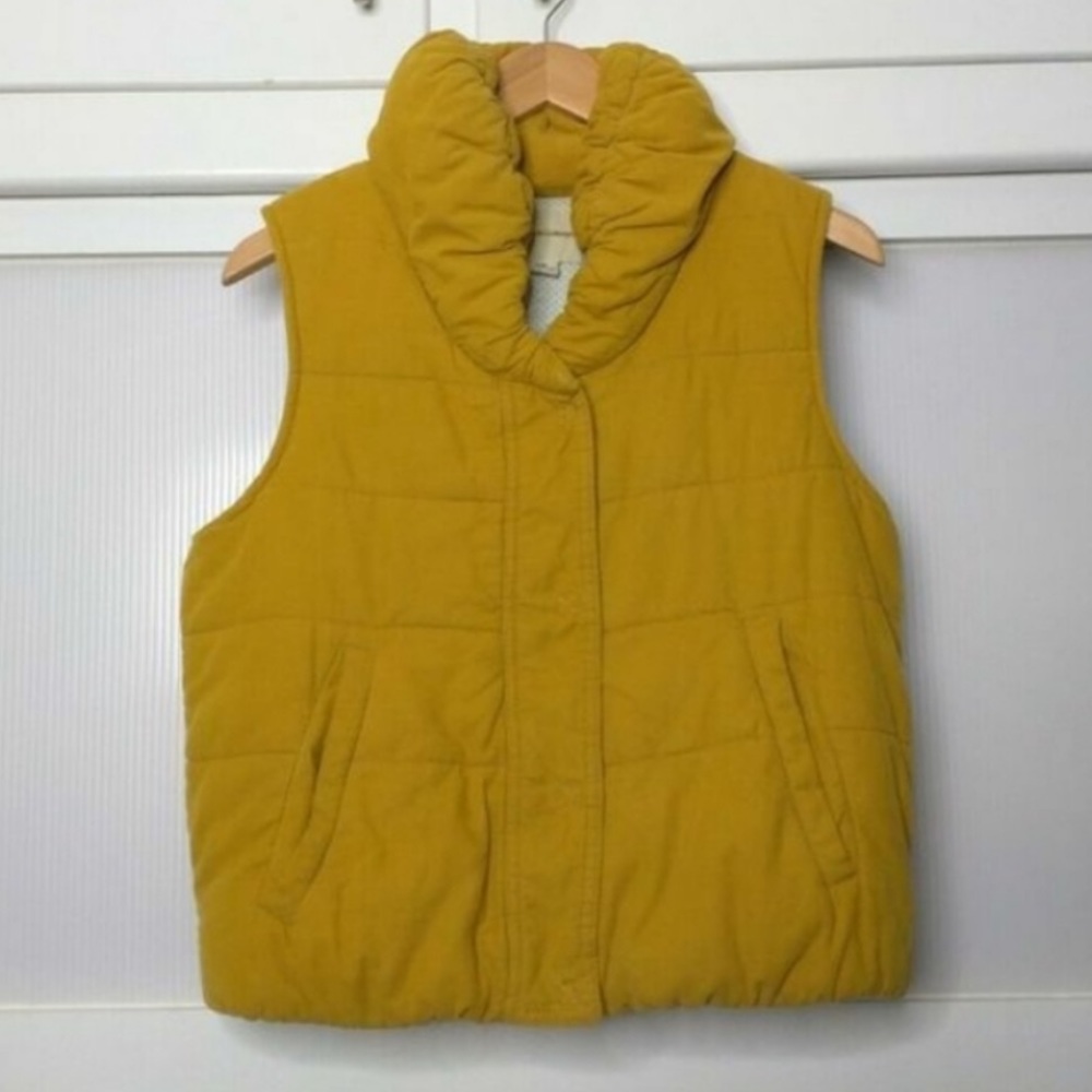 Pilcro and the Letterpress Yellow Corduroy Puffer Vest Medium Anthropologie
